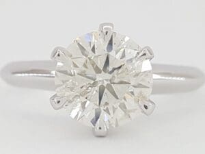 Natural Round Brilliant Diamond Platinum Solitaire Engagement Ring 2.02 ct 17K