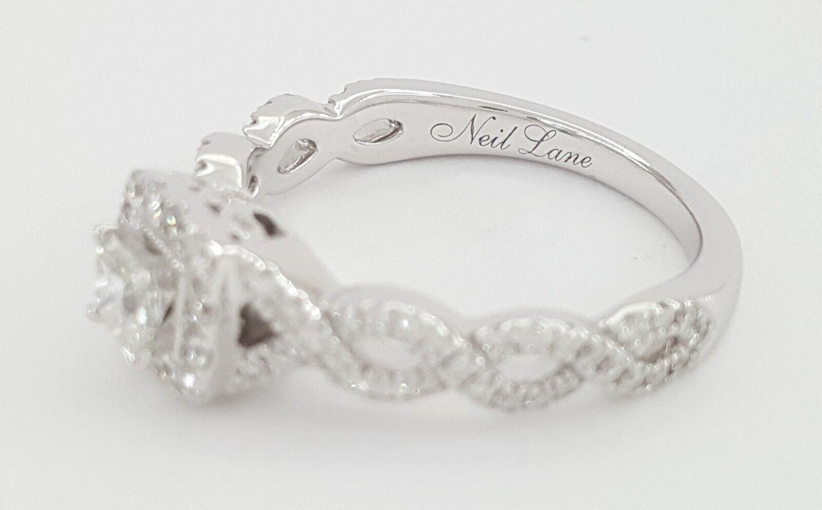 Neil Lane Princess Halo Diamond Crossover Engagement Ring 14K W Gold .65ct 2.7k