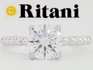 Ritani 1RZ1325 Solitaire Semi-Mount 0.03ct 18k White Gold Engagement Ring Rt 830