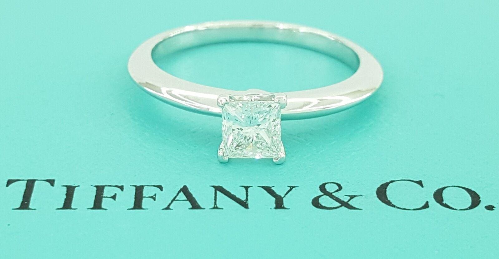 Tiffany & Co Princess Cut Diamond Solitaire Engagement Ring 0.44 ct Retail 4.1K