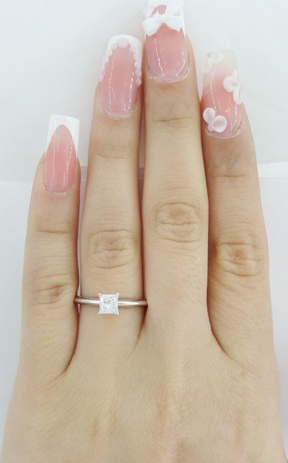 Tiffany & Co Princess Cut Diamond Solitaire Engagement Ring 0.44 ct Retail 4.1K