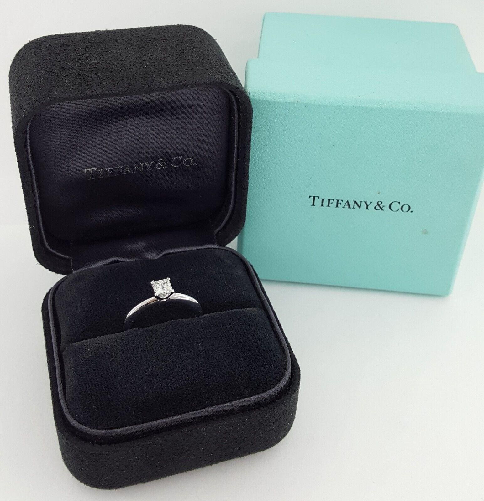 Tiffany & Co Princess Cut Diamond Solitaire Engagement Ring 0.44 ct Retail 4.1K