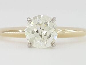 Old European Cut Diamond Solitaire Engagement Ring 0.77ct 14k 2-Tone Gold