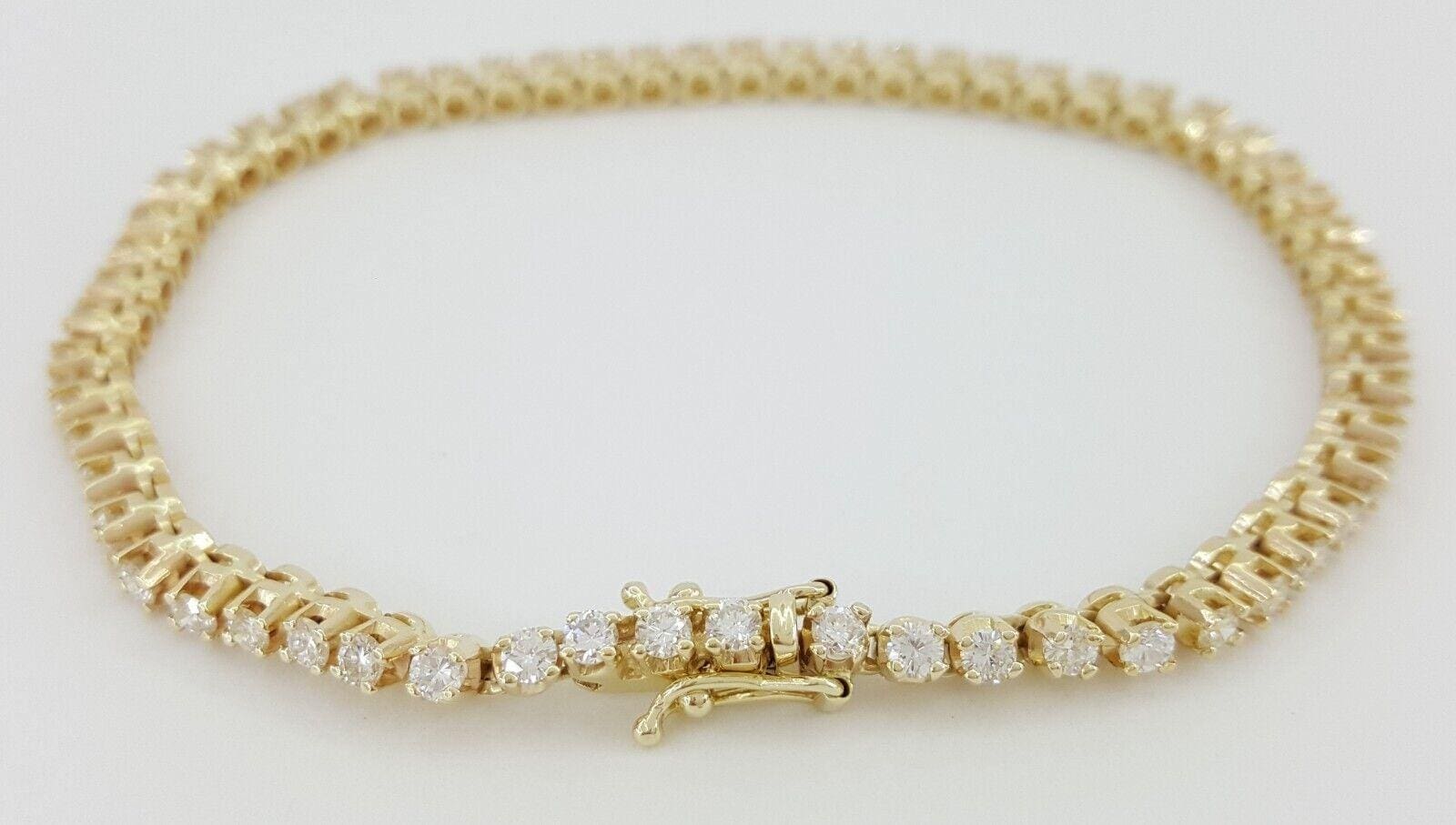 Round Brilliant Diamond Tennis Line Bracelet 3 ct 14K Gold 7.5" Retail 6,500