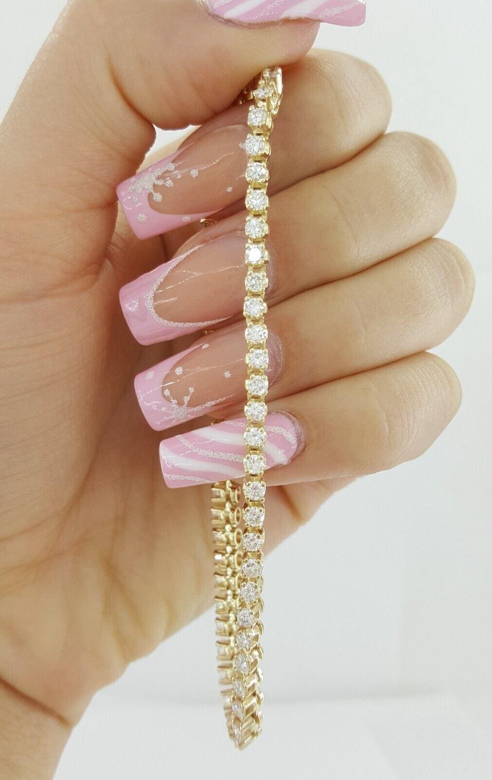 Round Brilliant Diamond Tennis Line Bracelet 3 ct 14K Gold 7.5" Retail 6,500