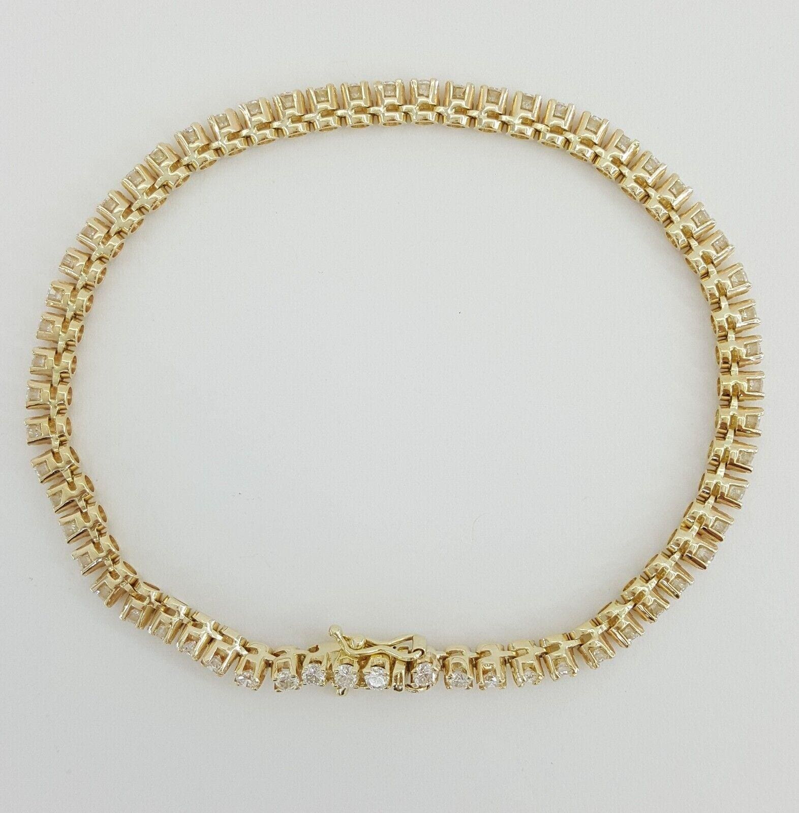 Round Brilliant Diamond Tennis Line Bracelet 3 ct 14K Gold 7.5" Retail 6,500