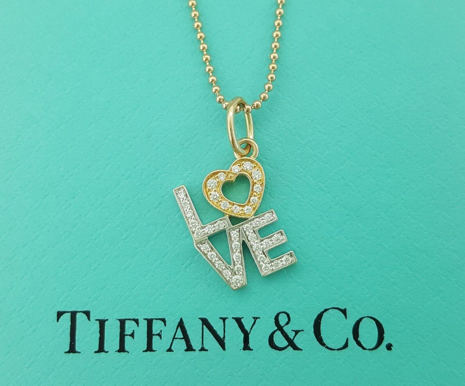 Tiffany & Co Love Diamond 18k Rose and White Gold Necklace 0.12 ct 16"