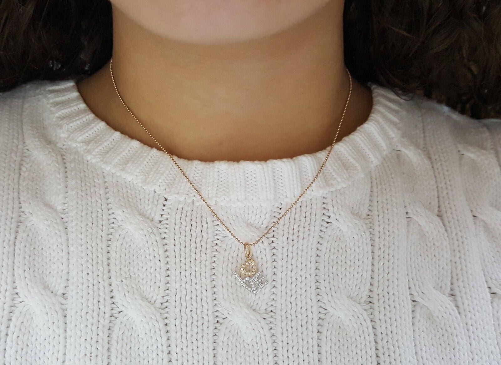 Tiffany & Co Love Diamond 18k Rose and White Gold Necklace 0.12 ct 16"