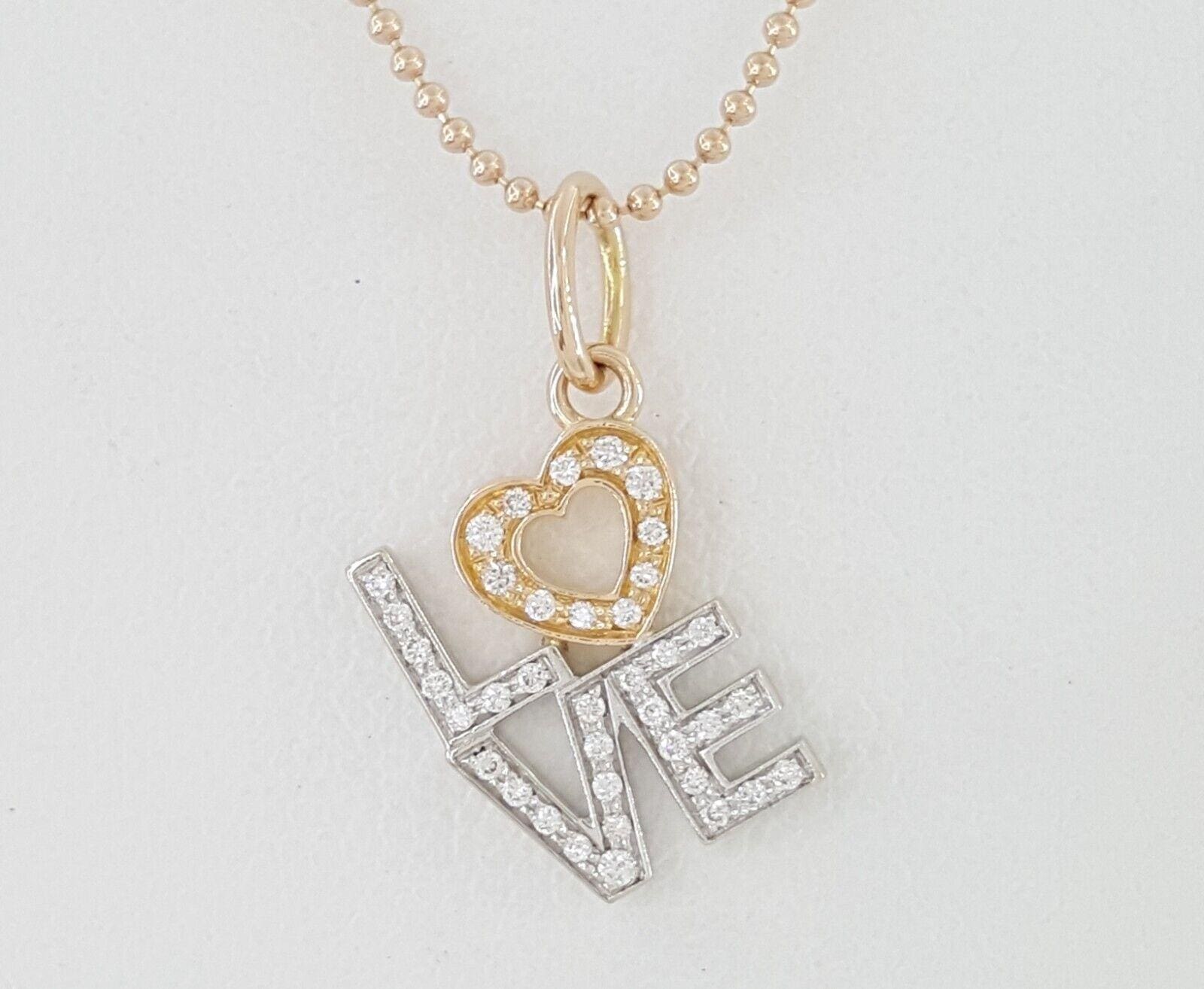 Tiffany & Co Love Diamond 18k Rose and White Gold Necklace 0.12 ct 16"