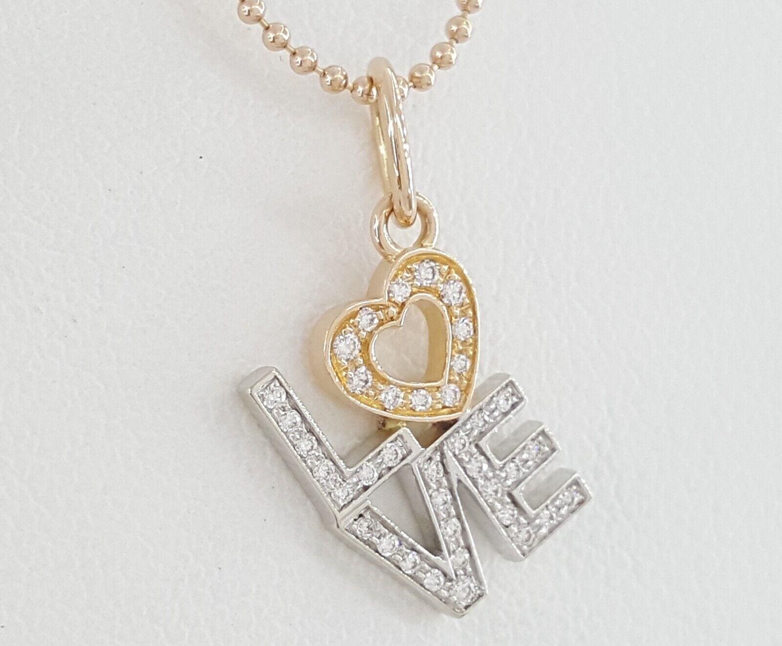 Tiffany & Co Love Diamond 18k Rose and White Gold Necklace 0.12 ct 16"