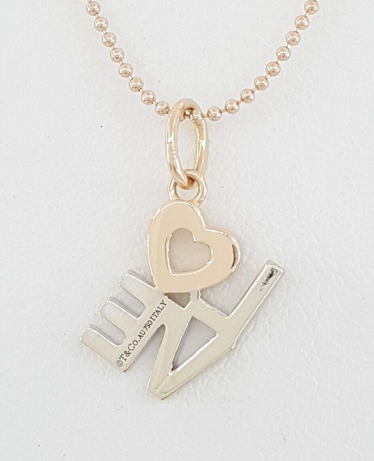 Tiffany & Co Love Diamond 18k Rose and White Gold Necklace 0.12 ct 16"