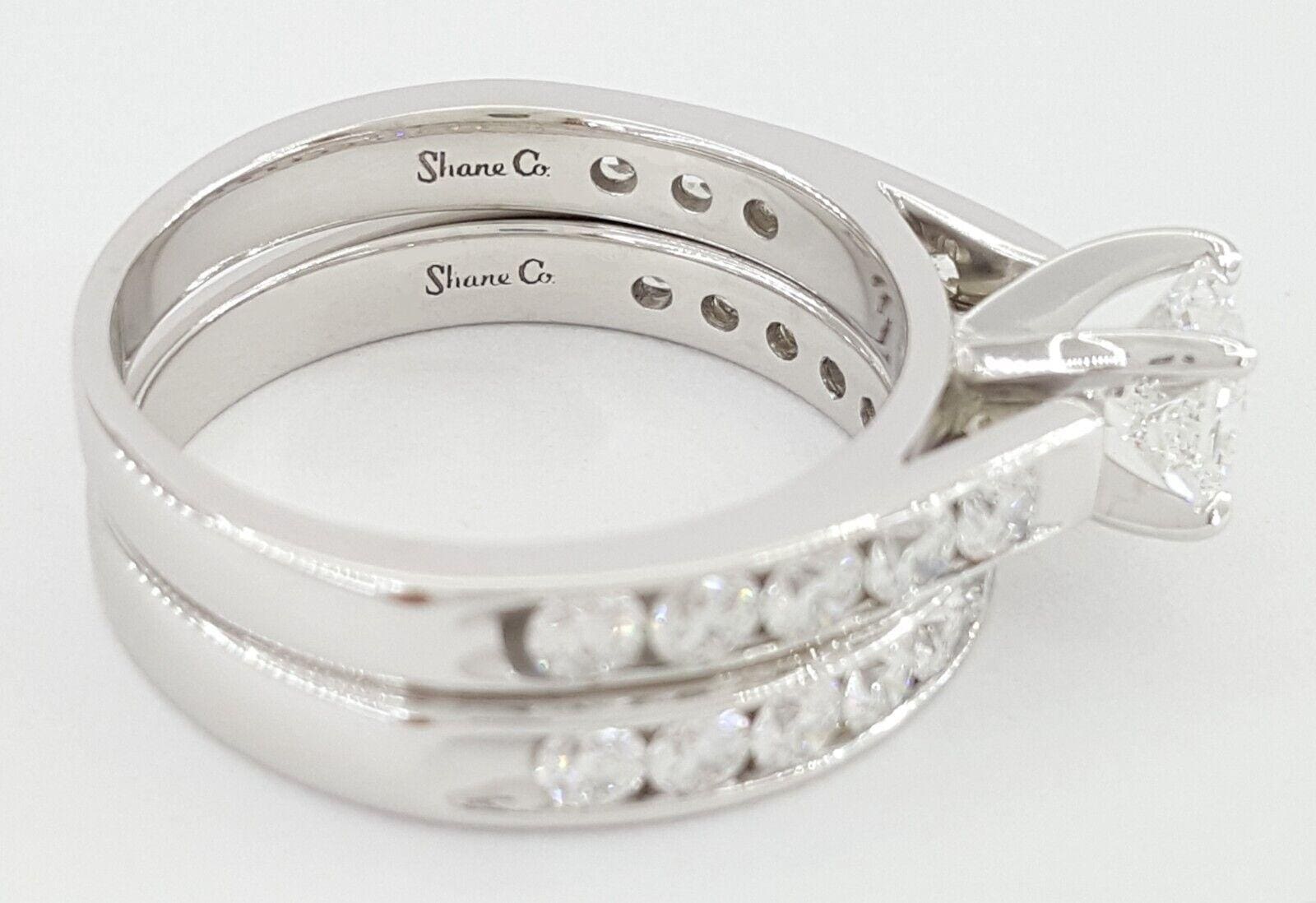 Shane Co. 2.08 ct Radiant Diamond 14K Gold Engagement Ring Wedding Set Rtl 9k