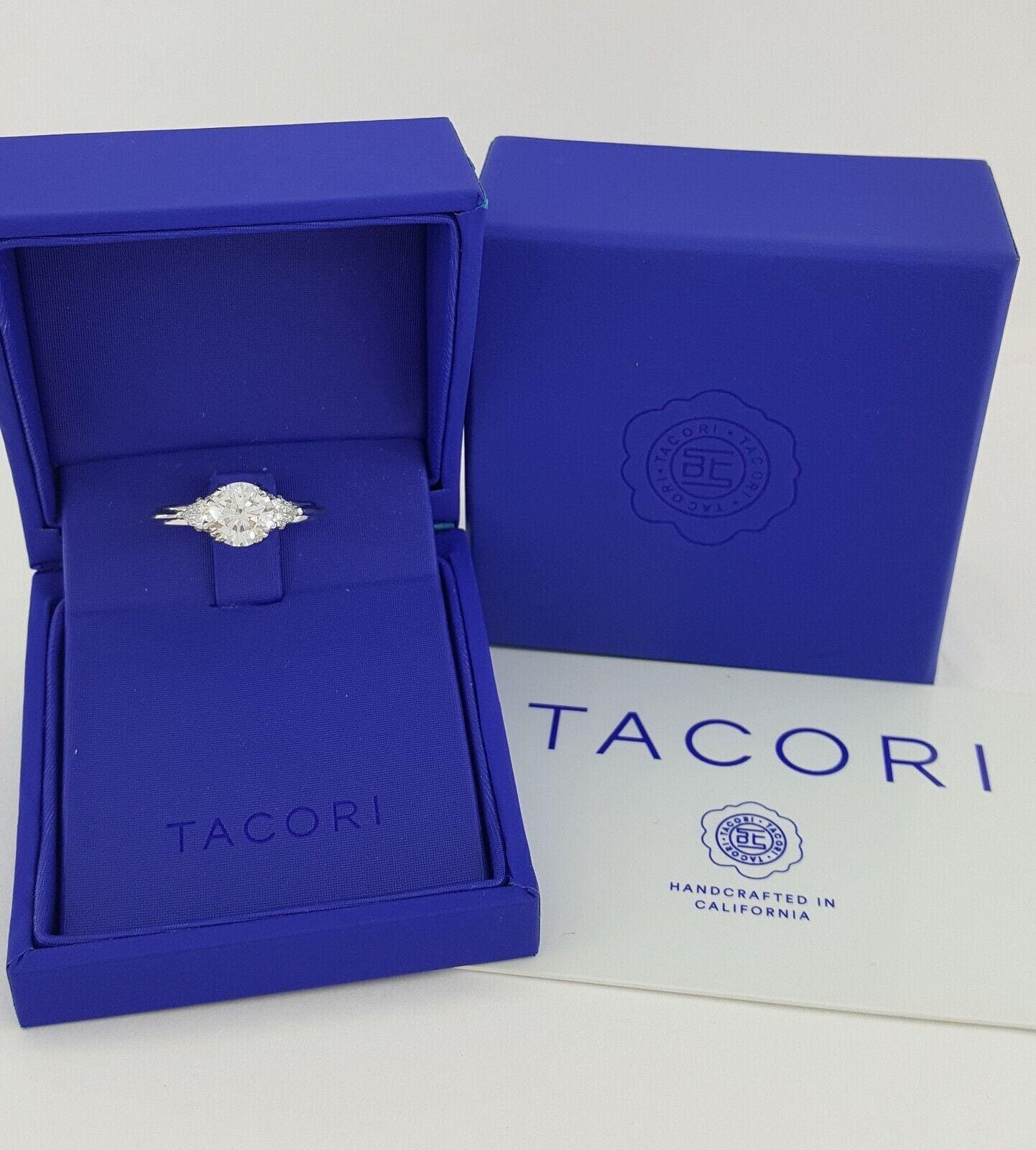 Tacori 3-Stone Round Pear Semi-Mount Platinum Engagement Ring0.35 ct Rtl 4,840