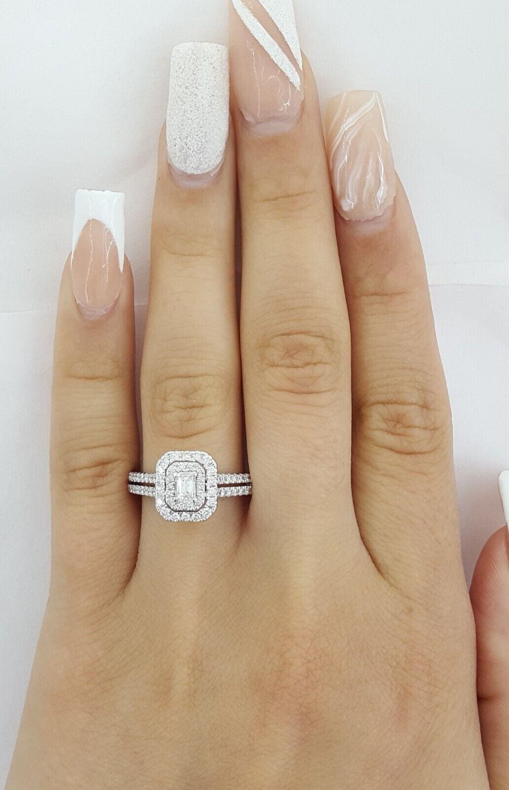 Vera Wang Love Emerald Diamond Double Frame Halo Engagement Ring 1 ct Rtl 3,229