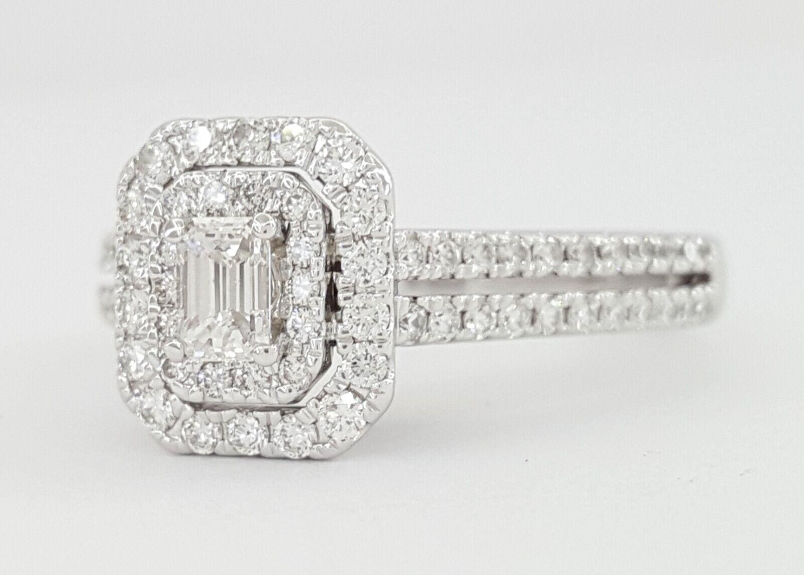 Vera Wang Love Emerald Diamond Double Frame Halo Engagement Ring 1 ct Rtl 3,229