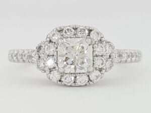 Canadian Radiant Cut Diamond Halo Engagement Ring 14K White Gold SI1 1 ct