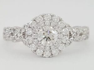 Kalahari Dream Crossover Double Halo 1 ct Diamond Engagement Ring 14k