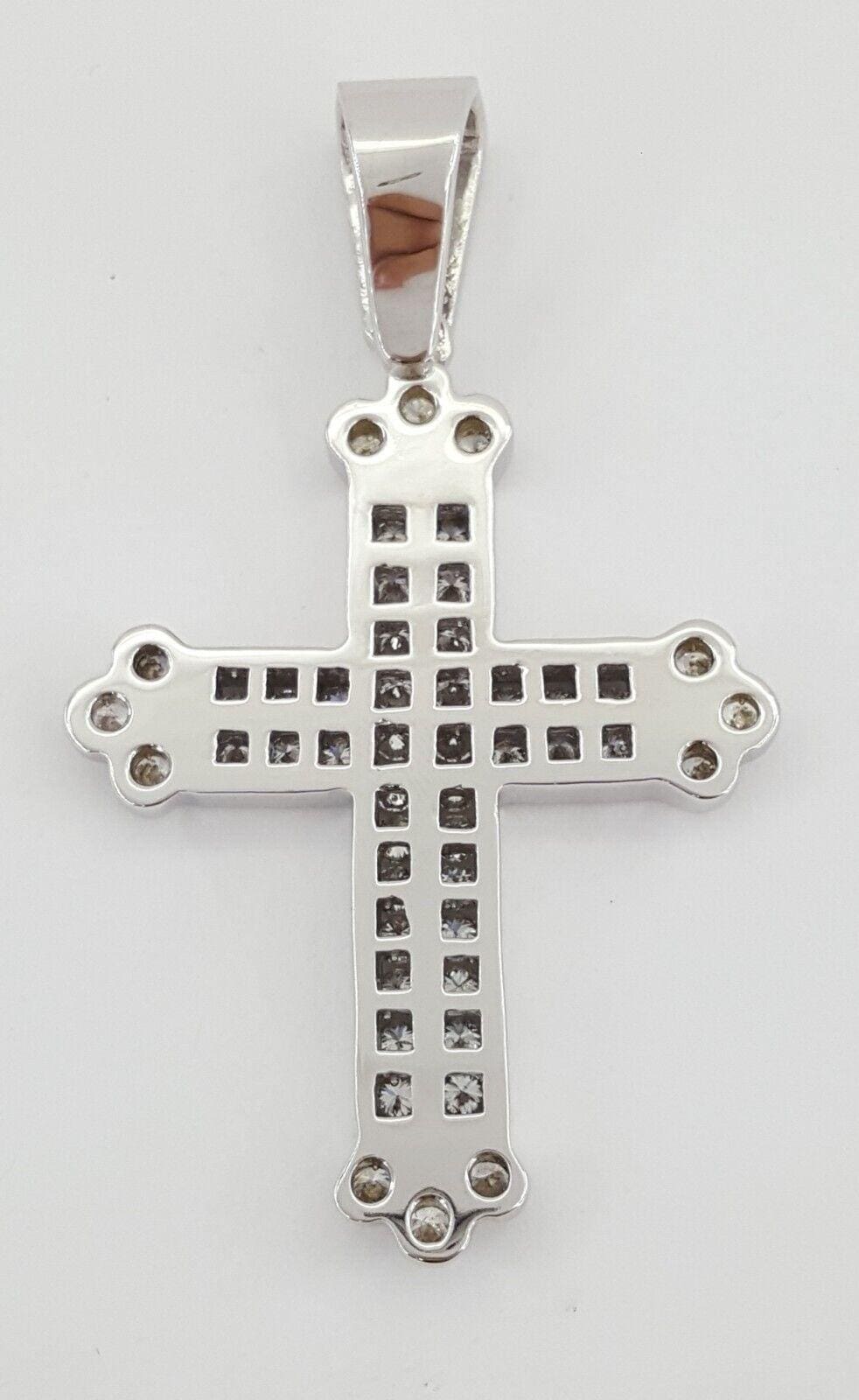 Round Brilliant Cut Diamond Cross Necklace 2.6 ct 14k White Gold 19 Grm Rtl 6K