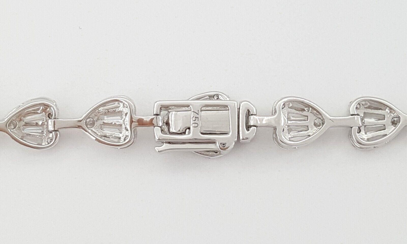 Round Baguette Diamond Heart Shape Drop Lariat Necklace 18K W Gold 7 ct