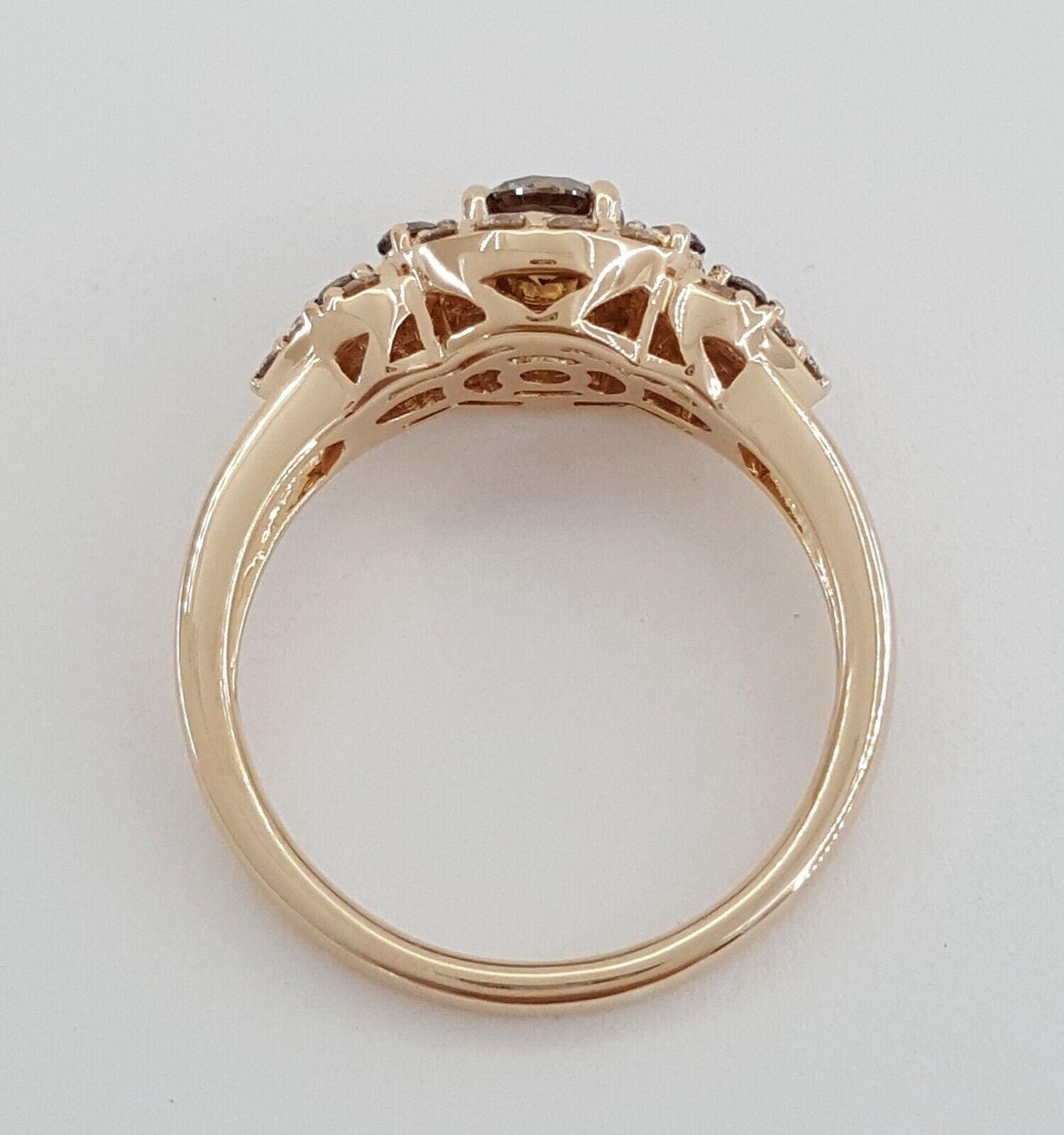 LeVian Chocolate & Nude Diamond 3-Stone 1 ct Statement Ring Set 14K Rose Gold