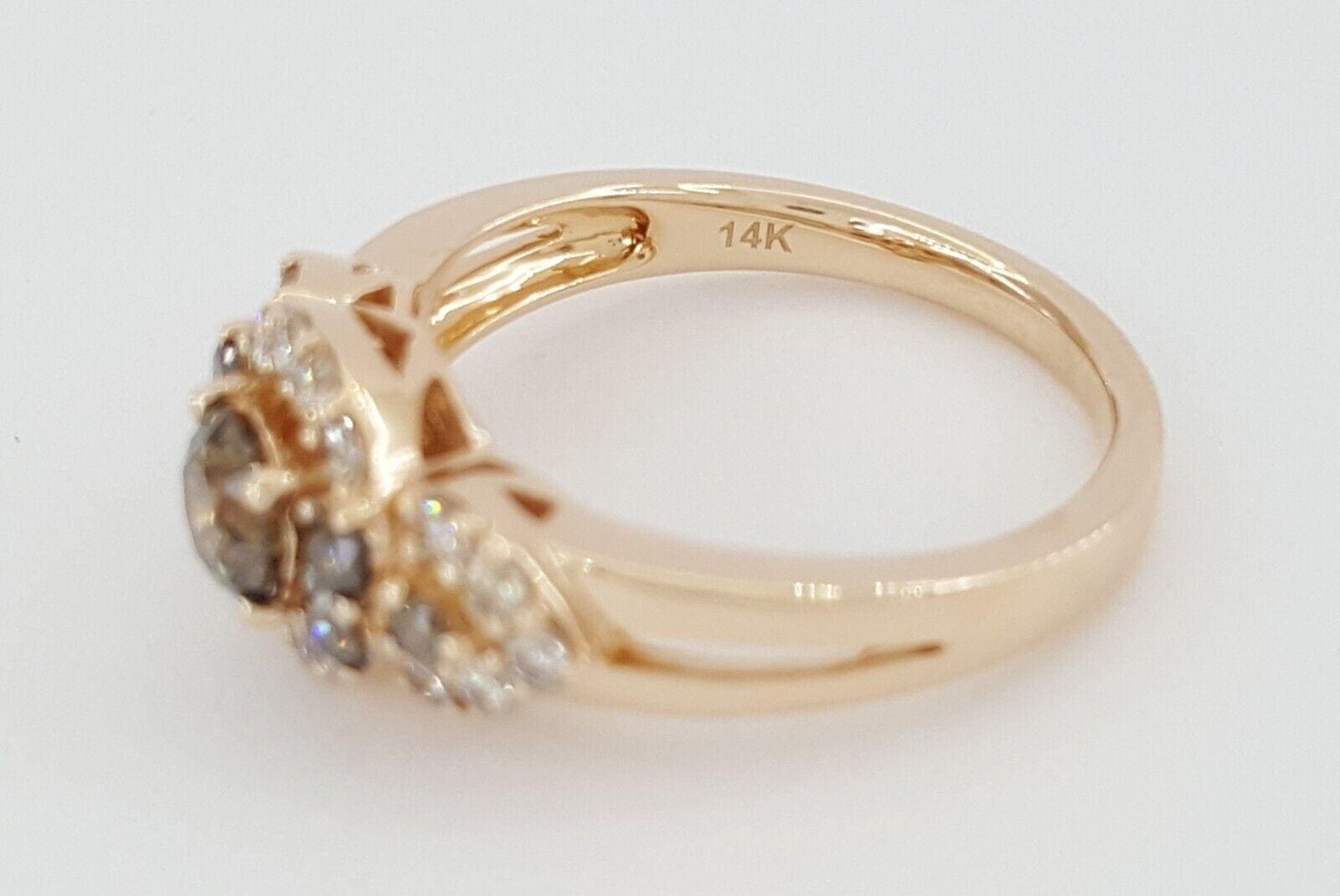 LeVian Chocolate & Nude Diamond 3-Stone 1 ct Statement Ring Set 14K Rose Gold