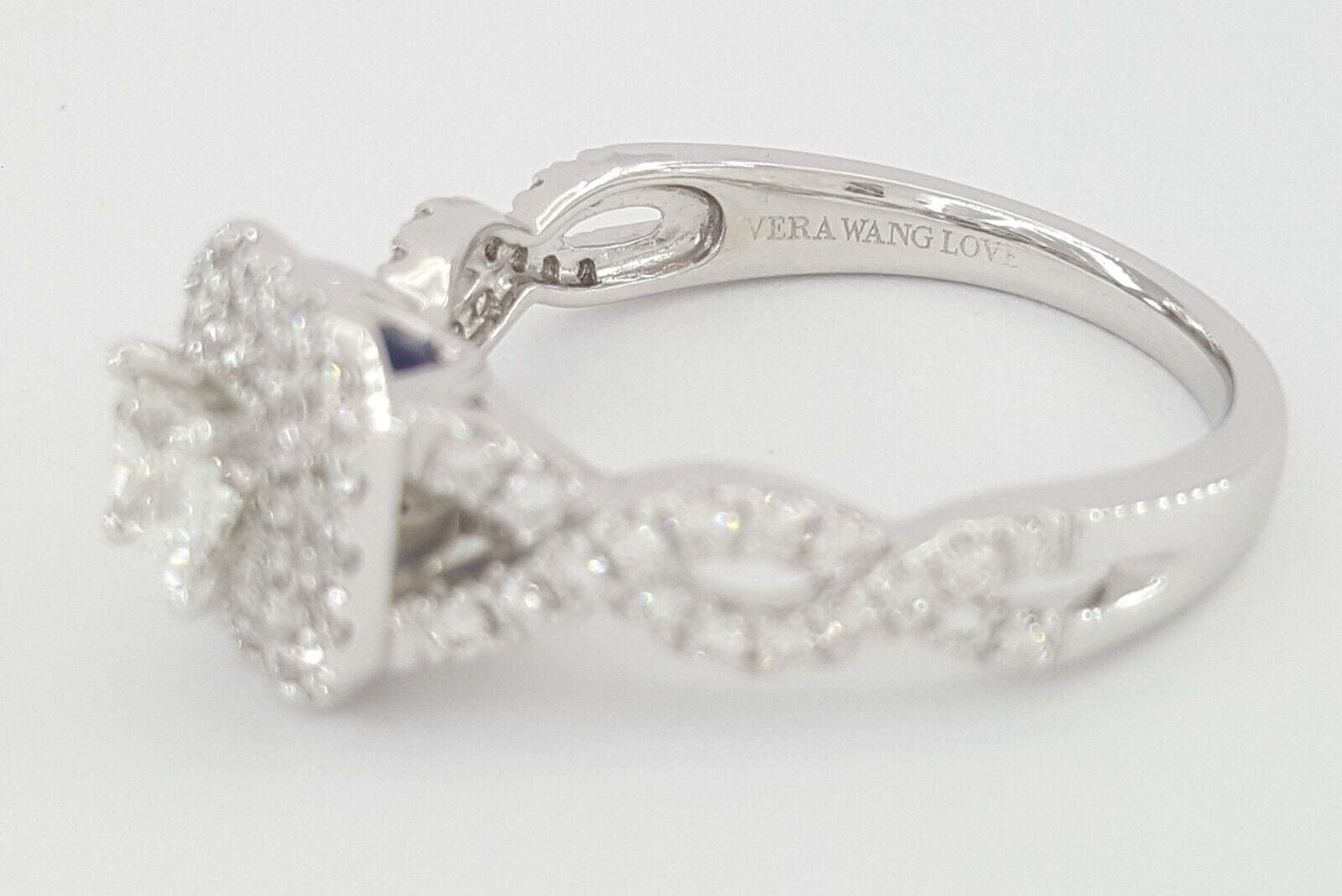 Vera Wang Love 1 ct Princess Diamond Double Halo Engagement Ring 14K W Gold