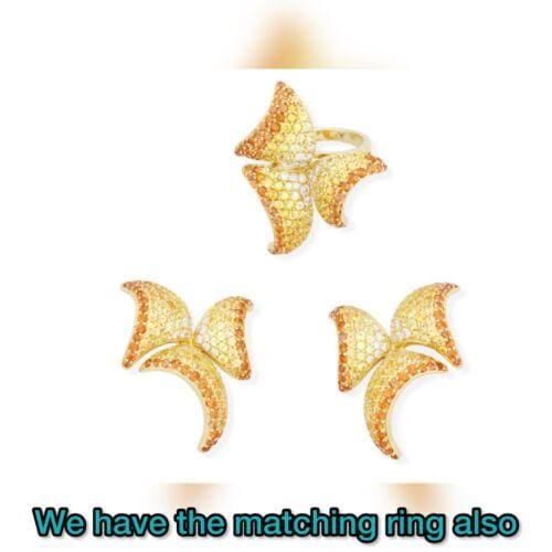 Sapphire & Diamond Pave Set Geometric Sails Earrings 18K Yellow Gold 9.6 ct