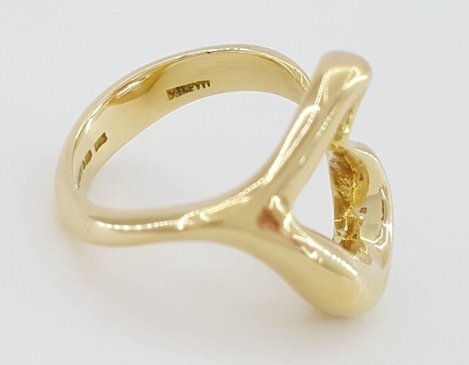 Vintage Tiffany & Co Elsa Peretti ® 18K Yellow Gold Large Open Heart Ring 18.6mm