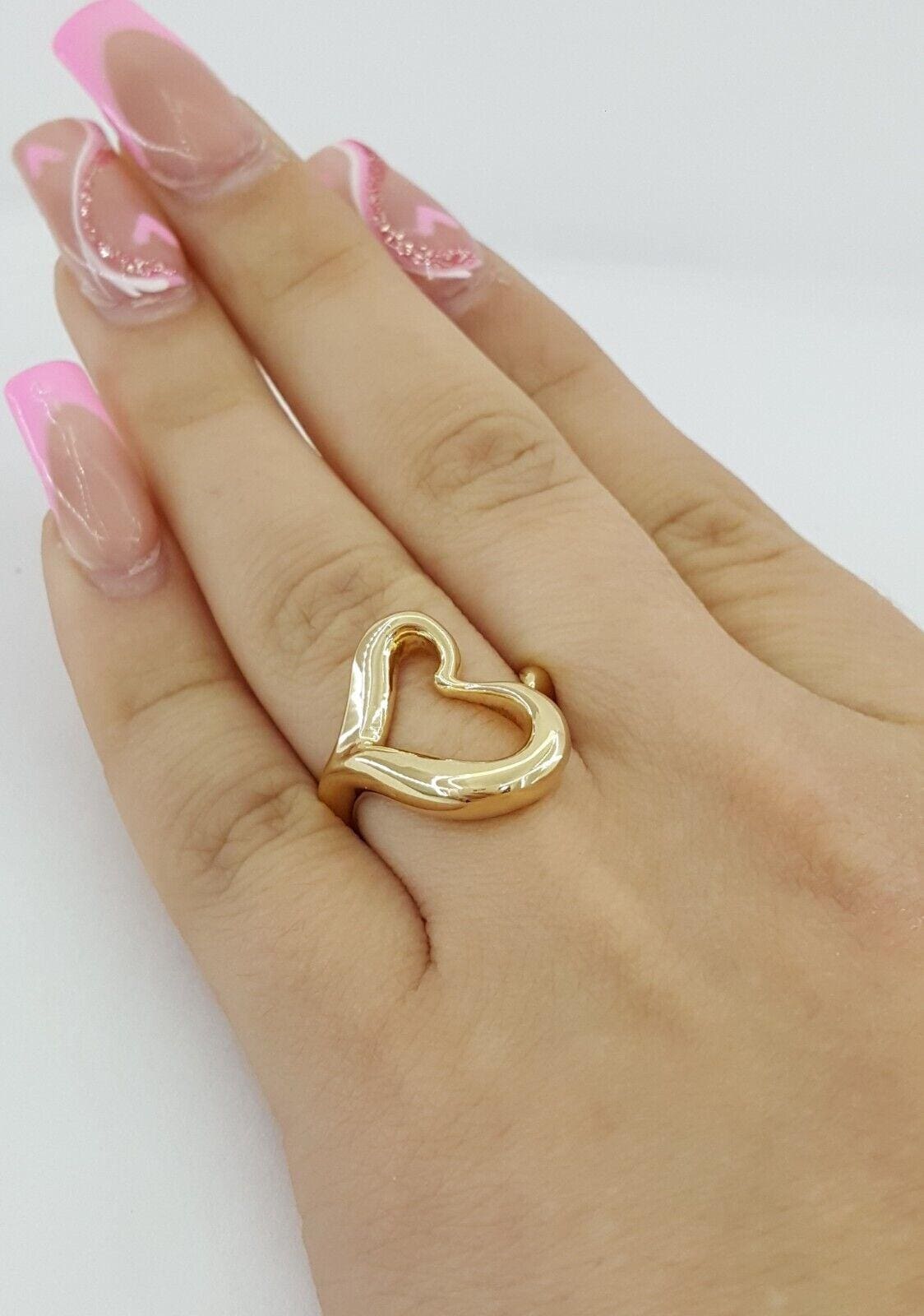Vintage Tiffany & Co Elsa Peretti ® 18K Yellow Gold Large Open Heart Ring 18.6mm