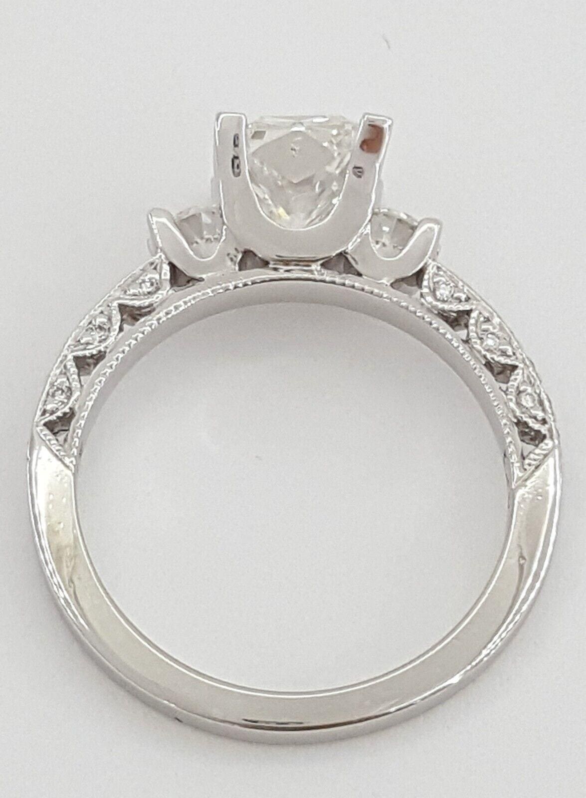 TACORI Crescent Radiant Cut Diamond 3-Stone Platinum Engagement Ring 1.98 ct GIA