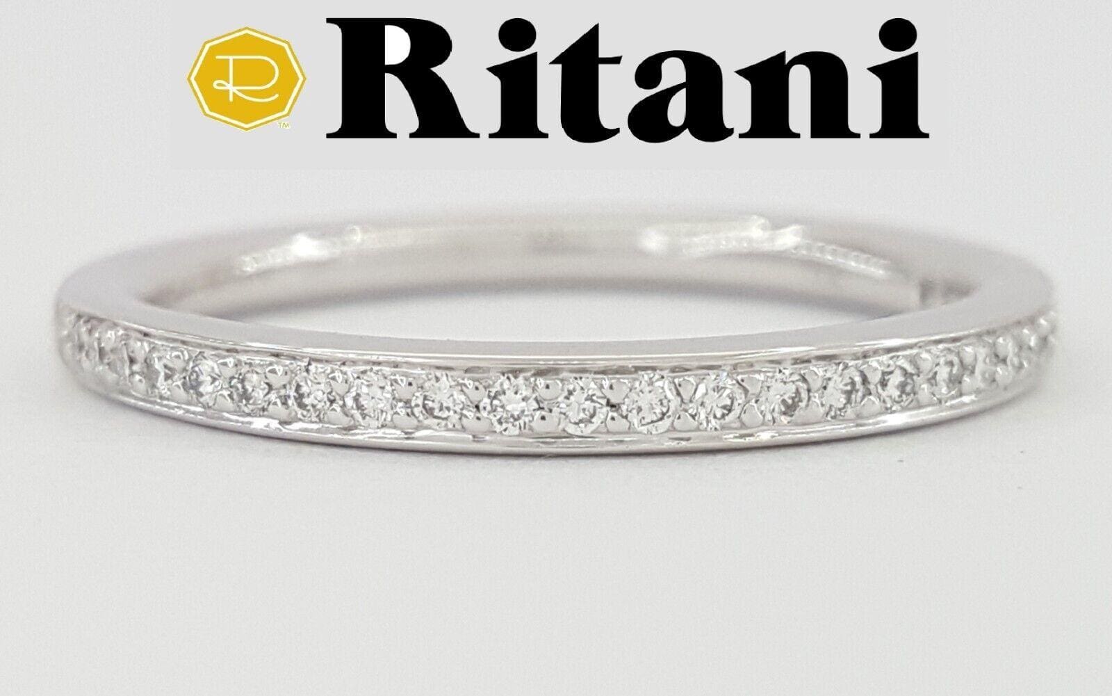 Ritani 21694 18K White Gold Micropavé Round Cut Diamond Ring 0.12 ct Rtl 1,990