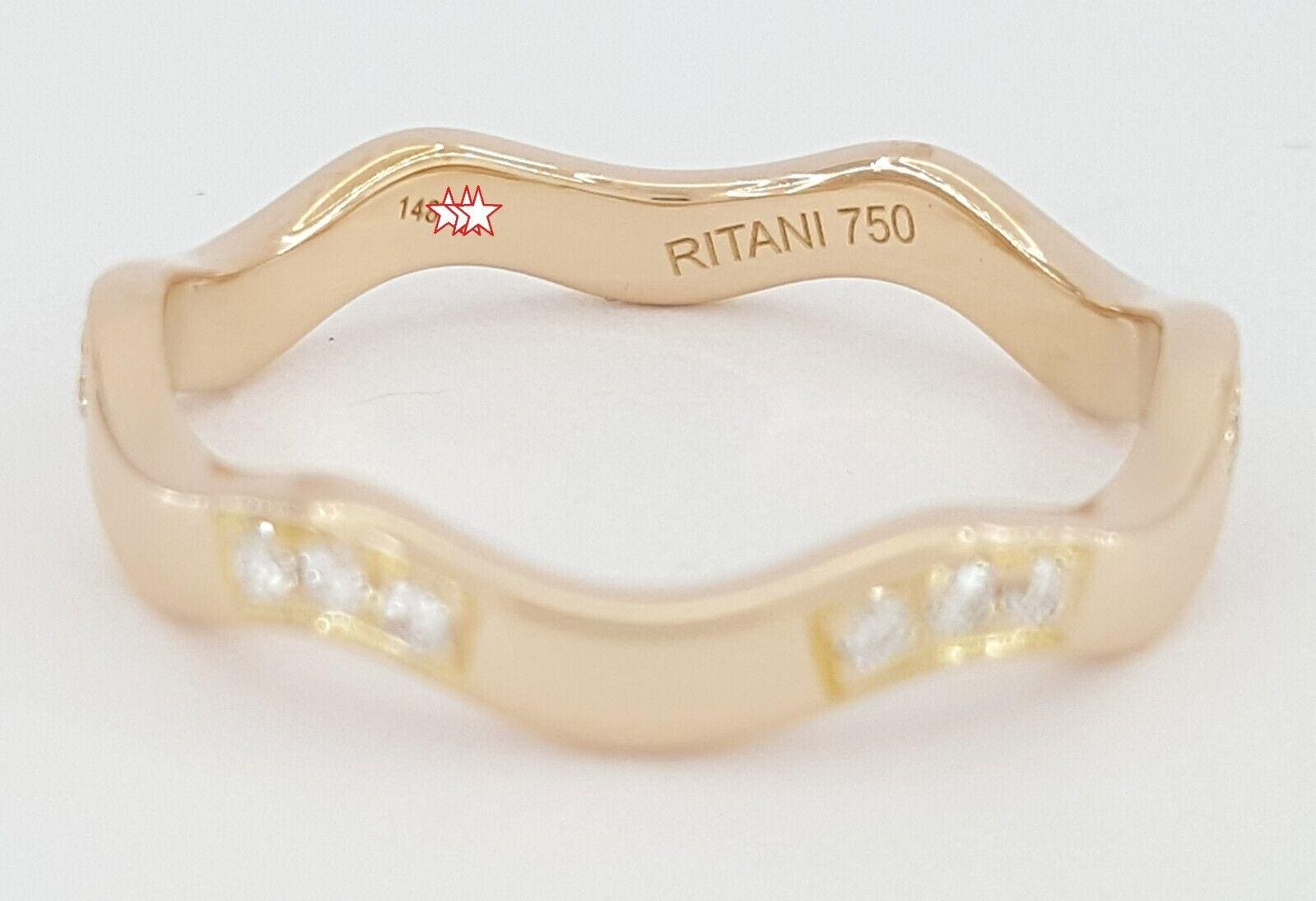 Ritani S45-8 Stackable Wave 0.18 ct 18K Rose Gold Round Diamond Band Rtl 1,140