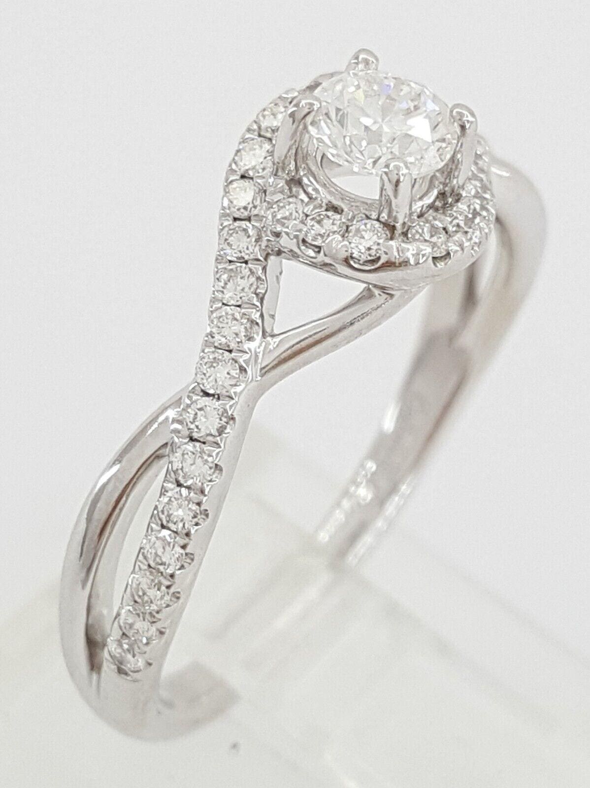 Gabriel & Co. 0.68 ct Round Cut Diamond 14K White Gold Halo Engagement Ring
