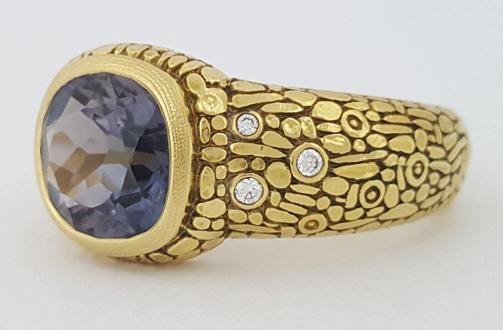 Alex Sepkus Purple Spinel & Diamond Statement Ring 18k Yellow Gold 3.10 ct