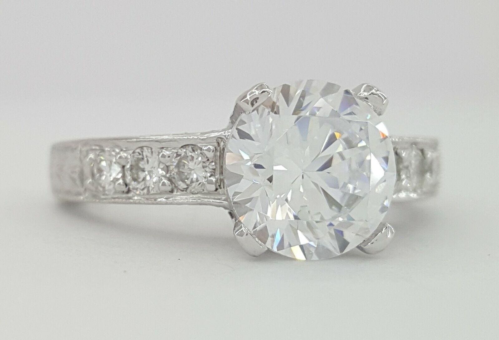 Tacori Platinum Hand Engraved Engagement Ring 0.3 ct Model HT2196 Retail 4,930