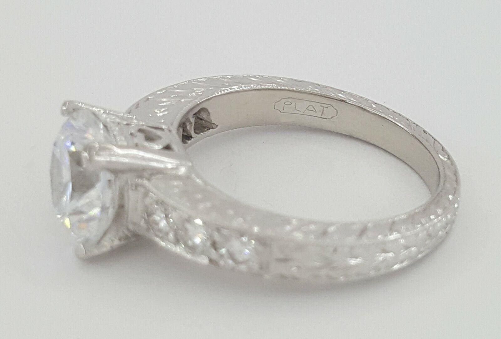 Tacori Platinum Hand Engraved Engagement Ring 0.3 ct Model HT2196 Retail 4,930