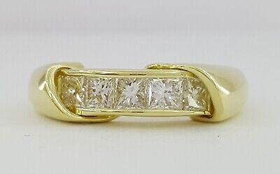 Channel Set Princess Cut 5-Stone Wedding Band Ring 5.6mm 0.85 ct 18K Yellow Gold