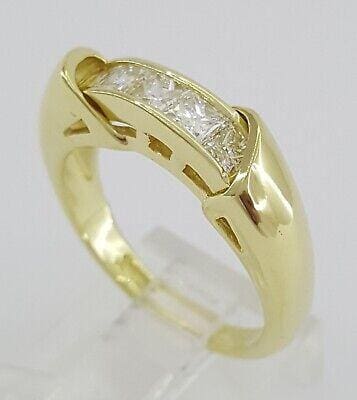 Channel Set Princess Cut 5-Stone Wedding Band Ring 5.6mm 0.85 ct 18K Yellow Gold