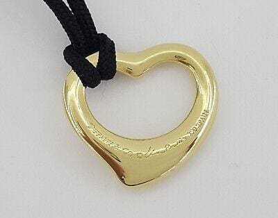 Tiffany & Co Elsa Peretti® 18K Yellow Gold Small 16mm Open Heart Pendant 15"
