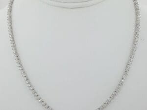 Round Diamond 14K White Gold Straight Line Tennis Necklace 5.41 ct 17" Rtl 17K