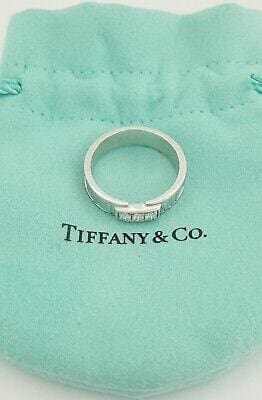 Tiffany & Co. 18k White Gold .18ct Diamond Roman Numerals Atlas Band / Ring 6 mm