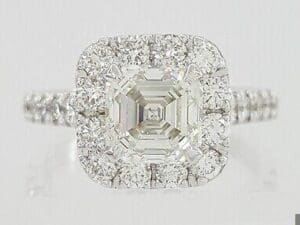 Square Emerald Asscher Cut Diamond Halo Engagement Ring 2.56 ct 14k Rtl 18,500