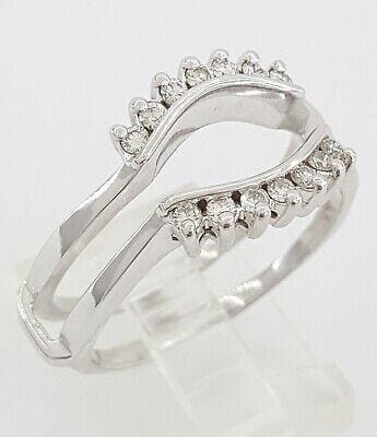 0.35 ct 14K White Gold Round Diamond Jacket Enhancer Wrap Wedding Bands Rings