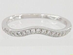 0.14 ct Diamonds 14K White Gold Curved / Contour Wedding Anniversary Band Ring