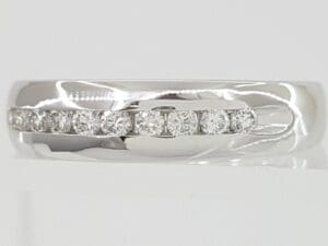 0.25 ct 14K White Gold Round Diamond Channel Set Wedding Band Ring 5 mm