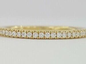 0.15 ct 14K Yellow Gold Haft Circle Round Diamond Wedding Band 1.7mm Rtl 895