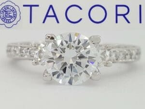 0.48 ct TACORI Crescent Platinum 3-Stone Semi-Mount Engagement Ring Rtl 5,720