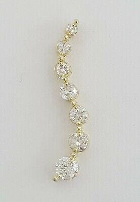 0.5 ct 14K Yellow Gold Seven 7 Round Brilliant Cut Diamond Journey Pendant 1"