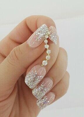 0.5 ct 14K Yellow Gold Seven 7 Round Brilliant Cut Diamond Journey Pendant 1"