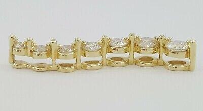 0.5 ct 14K Yellow Gold Seven 7 Round Brilliant Cut Diamond Journey Pendant 1"